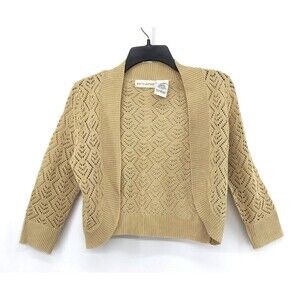 White Stag Shrug Cardigan Womens Size Small Brown Crochet Open Front Top